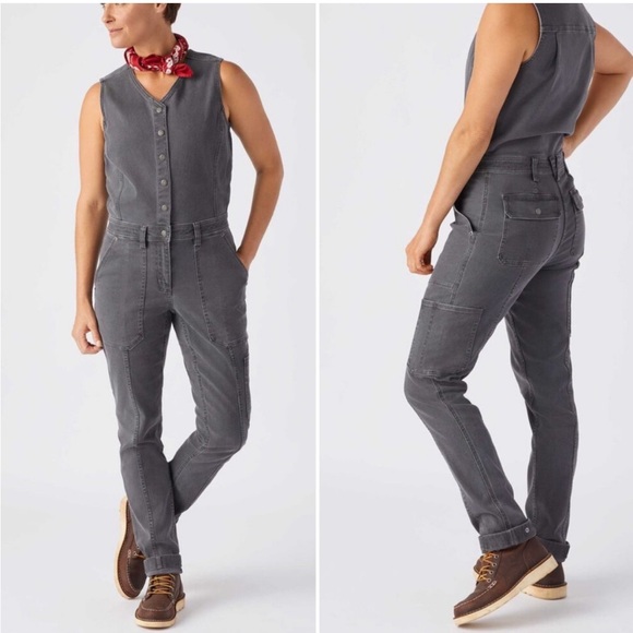 Duluth Trading Co Firehose Charcoal Sleeveless Jumpsuit size 6 - Picture 6 of 6